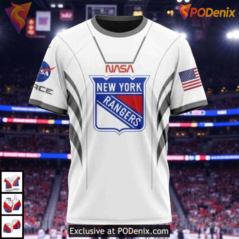 NASA Astronaut Space Force Theme Custom New York Rangers Zip Up Hoodie 3D - 2