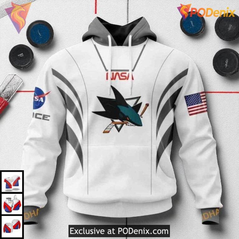 NASA Astronaut Space Force Theme Custom San Jose Sharks Christmas Hoodie 3D