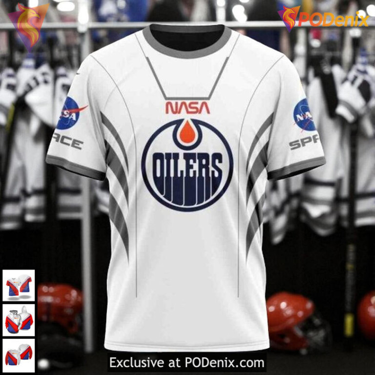 NASA Astronaut Space Force Theme NHL Edmonton Oilers Personalized 3D Hoodie - 2