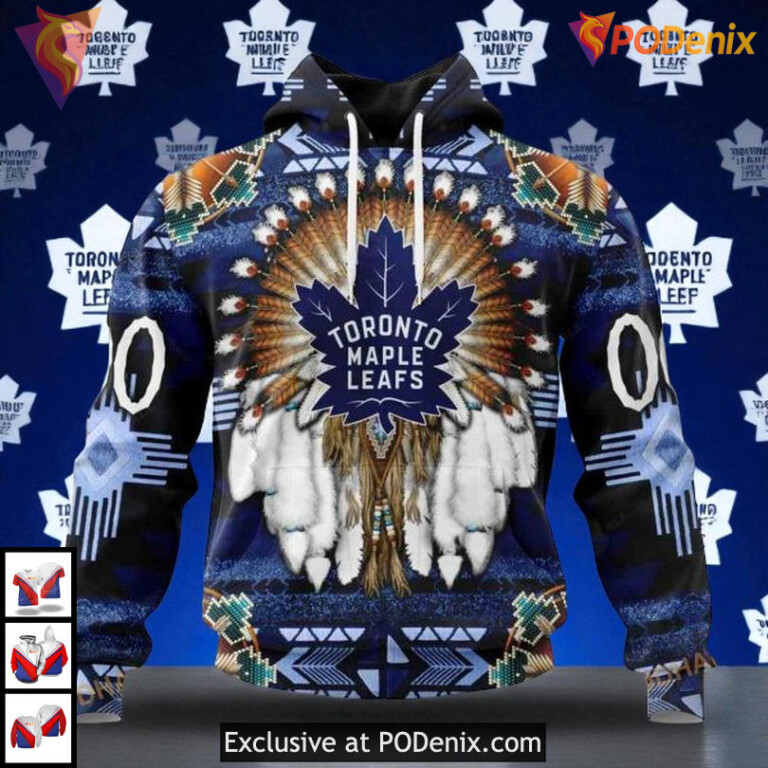 Native Costume All Over Print Toronto Maple Leafs Hoodie, Custom NHL 3D Style