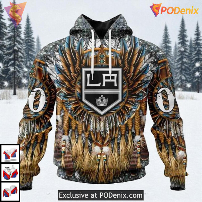 Native Costume Inspired Artwork Custom Retro Los Angeles Kings Hoodie NHL 3D