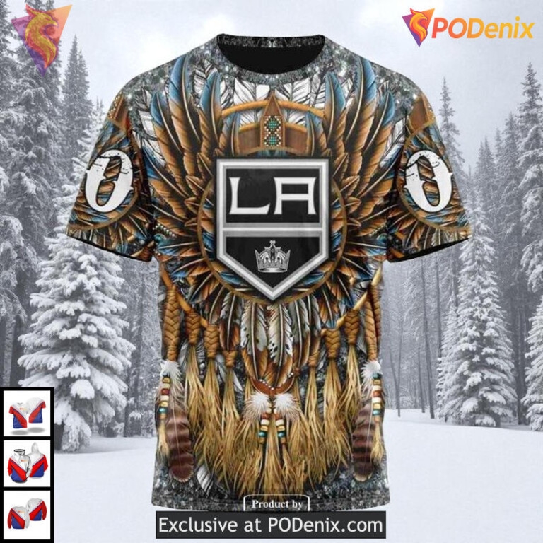 Native Costume Inspired Artwork Custom Retro Los Angeles Kings Hoodie NHL 3D - 3