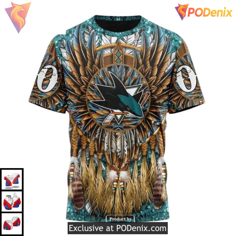 Native Costume Inspired Artwork Custom San Jose Sharks Winter Hoodie 3D - 2