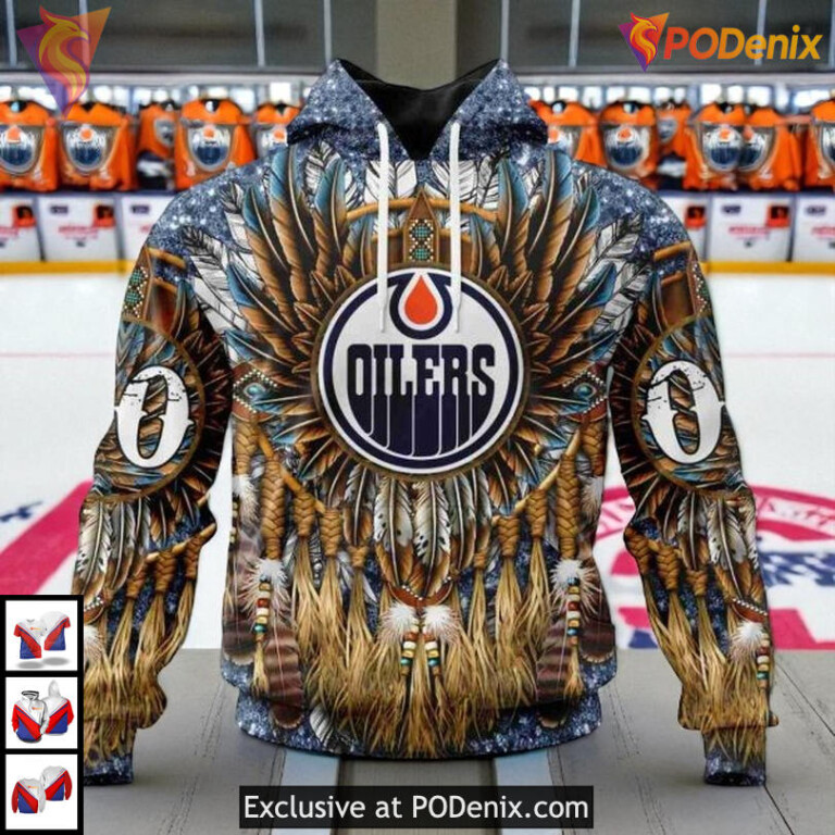 Native Costume Inspired Artwork NHL Personalized Edmonton Oilers Hoodie 3D