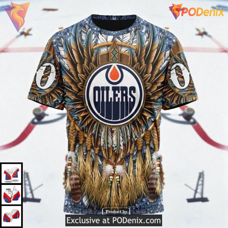 Native Costume Inspired Artwork NHL Personalized Edmonton Oilers Hoodie 3D - 3
