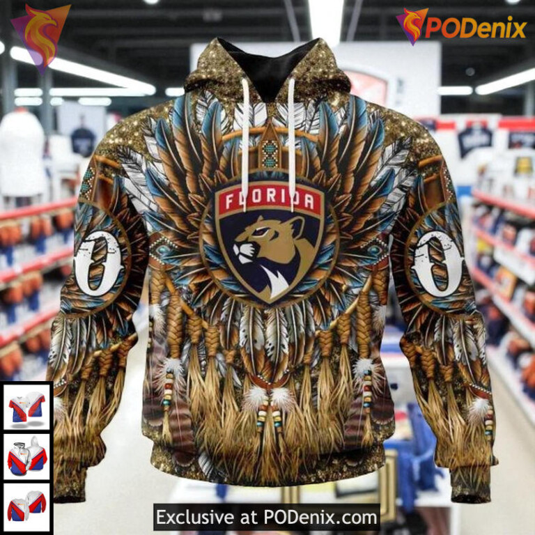 Native Costume Inspired Graphic Custom Florida Panthers Youth Hoodie NHL 3D