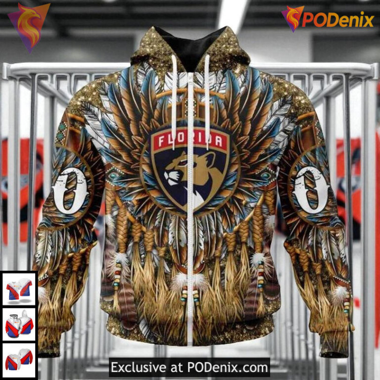 Native Costume Inspired Graphic Custom Florida Panthers Youth Hoodie NHL 3D - 1