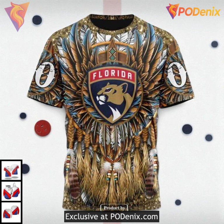 Native Costume Inspired Graphic Custom Florida Panthers Youth Hoodie NHL 3D - 3