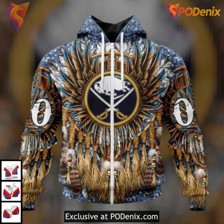 Native Costume Pattern Artwork NHL Buffalo Sabres All Over Print Hoodie Custom - 1