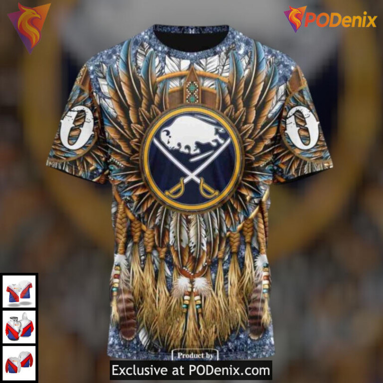Native Costume Pattern Artwork NHL Buffalo Sabres All Over Print Hoodie Custom - 3