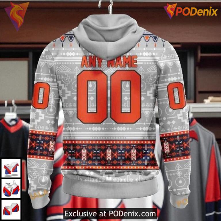 Native Cultural Artwork Custom NHL Custom Name Edmonton Oilers Hoodie 3D - 1