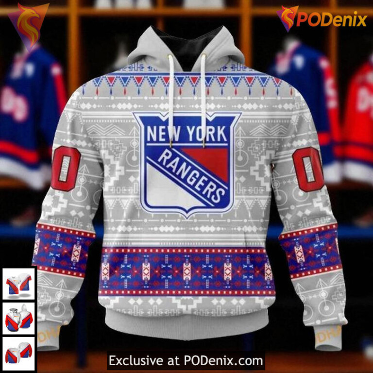 Native Design Custom Name NHL New York Rangers Hoodie Personalized 3D