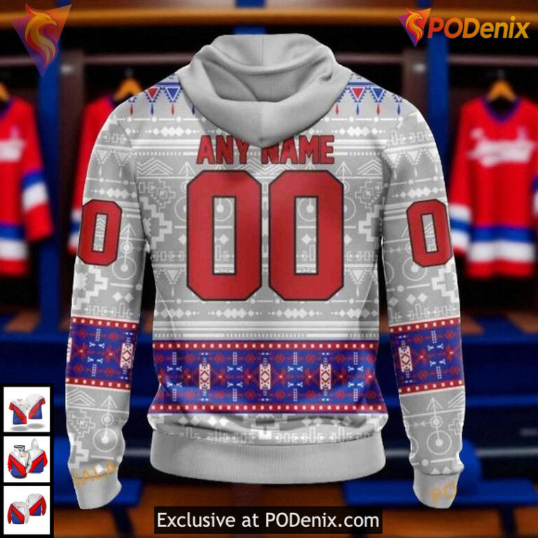 Native Design Custom Name NHL New York Rangers Hoodie Personalized 3D - 1