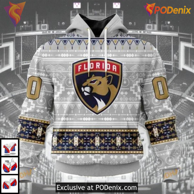 Native Inspired Cultural Artwork Custom Florida Panthers Kids Hoodie NHL 3D