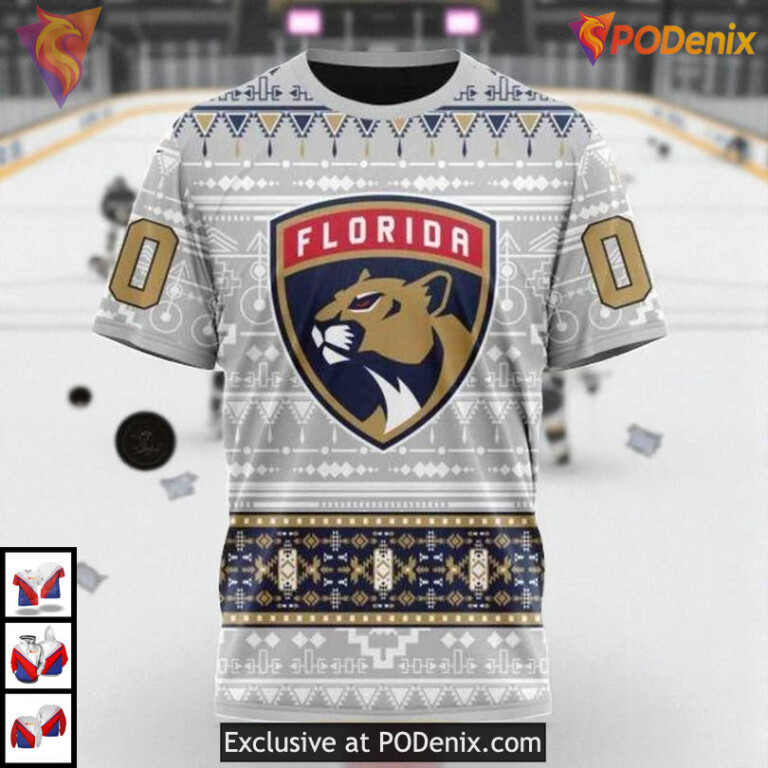 Native Inspired Cultural Artwork Custom Florida Panthers Kids Hoodie NHL 3D - 2
