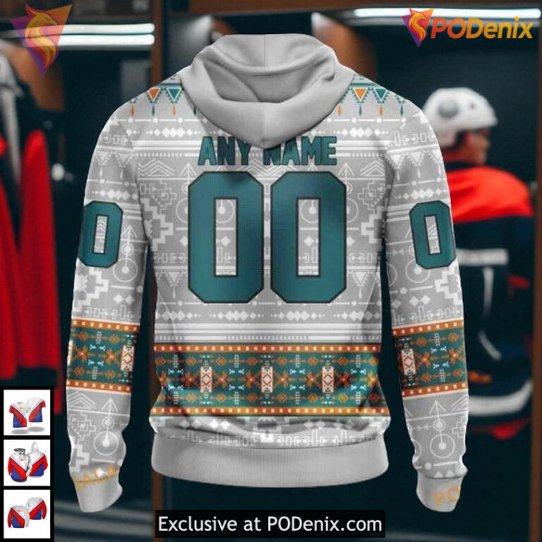 Native Inspired Graphic Artwork Custom San Jose Sharks Personalized 3D Hoodie - 1