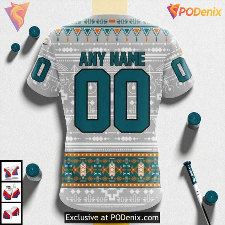 Native Inspired Graphic Artwork Custom San Jose Sharks Personalized 3D Hoodie - 3