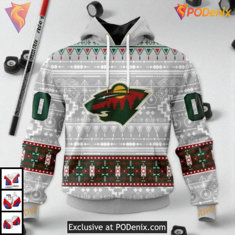 Native Pattern Artwork Design NHL Minnesota Wild Kids Hoodie 3D