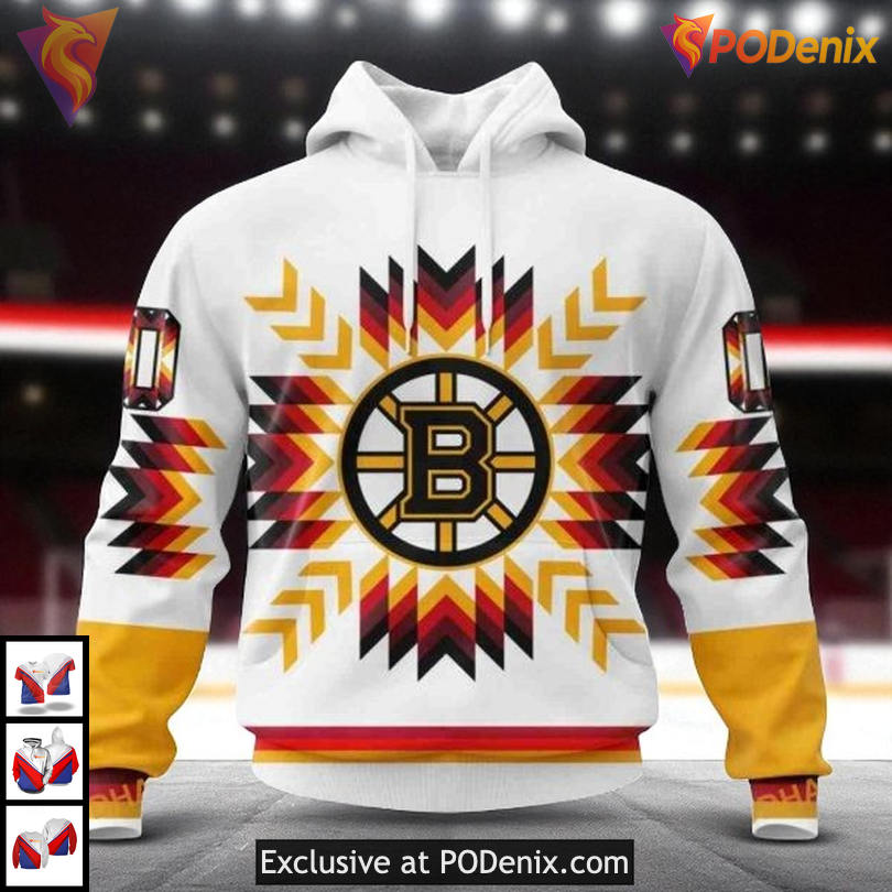 Native Pattern Concept NHL Boston Bruins Hoodie 3D Traditional Inspired