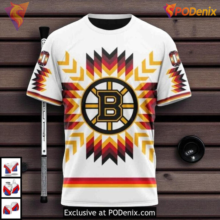 Native Pattern Concept NHL Boston Bruins Hoodie 3D Traditional Inspired - 2