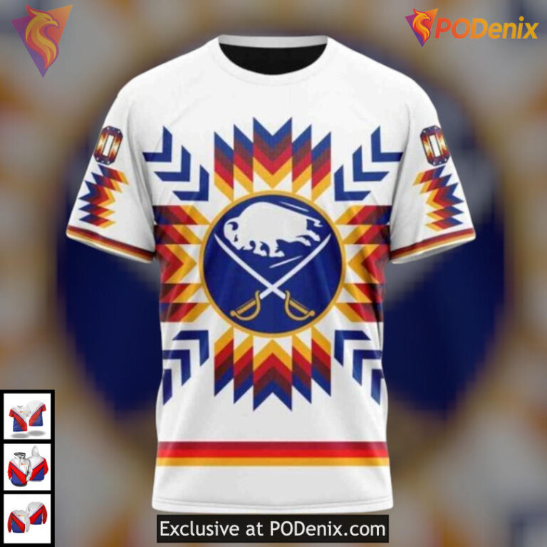 Native Pattern Cultural Design NHL Buffalo Sabres Zip Up Hoodie Custom 3D - 2