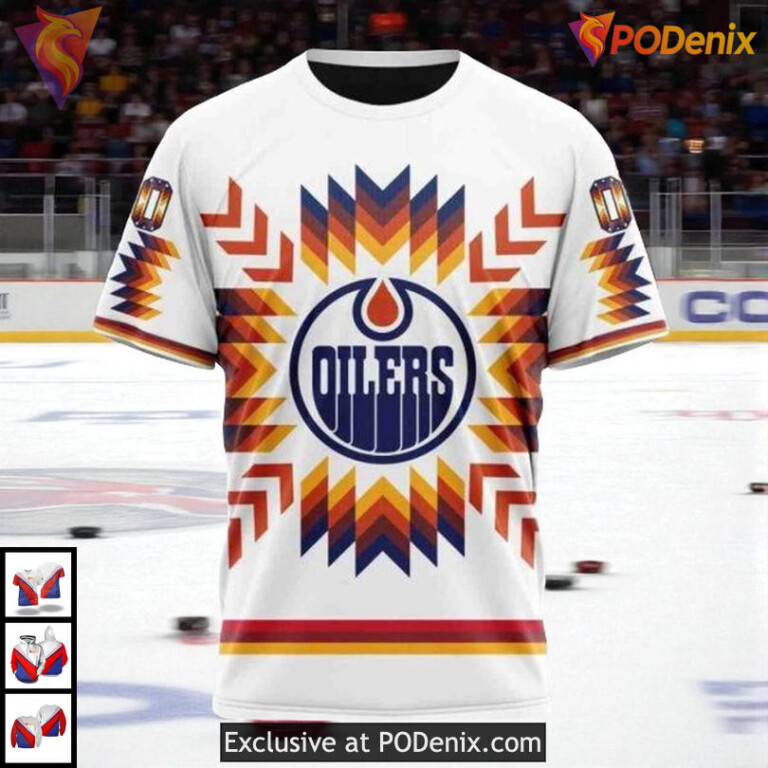 Native Pattern Cultural Design NHL Edmonton Oilers Hoodie 3D Custom - 2