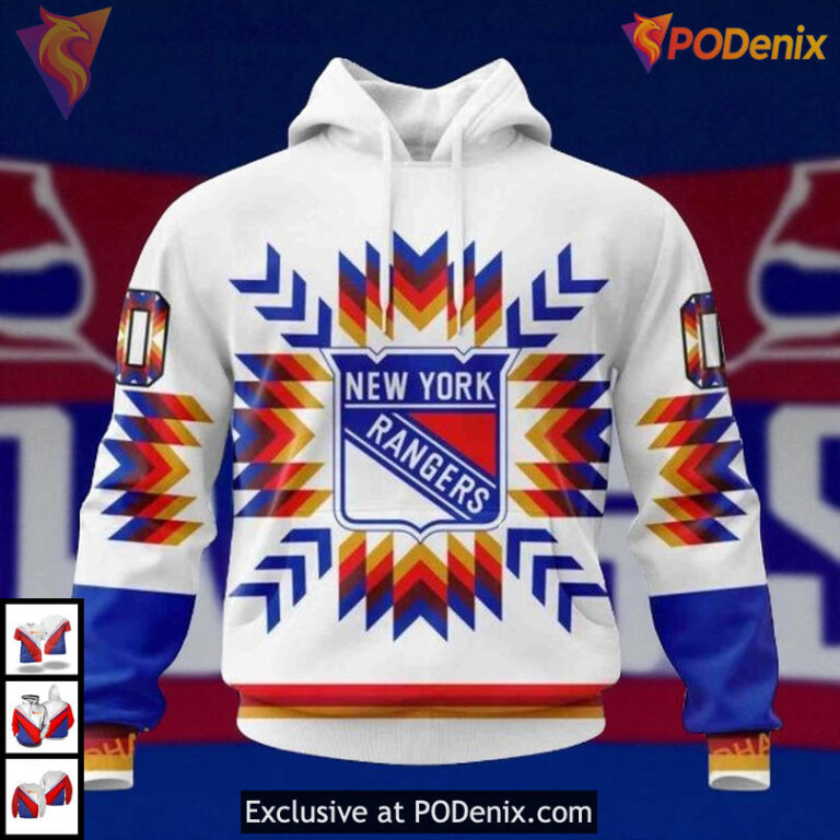 Native Pattern Custom Design New York Rangers 3D Hoodie, NHL Fan Apparel