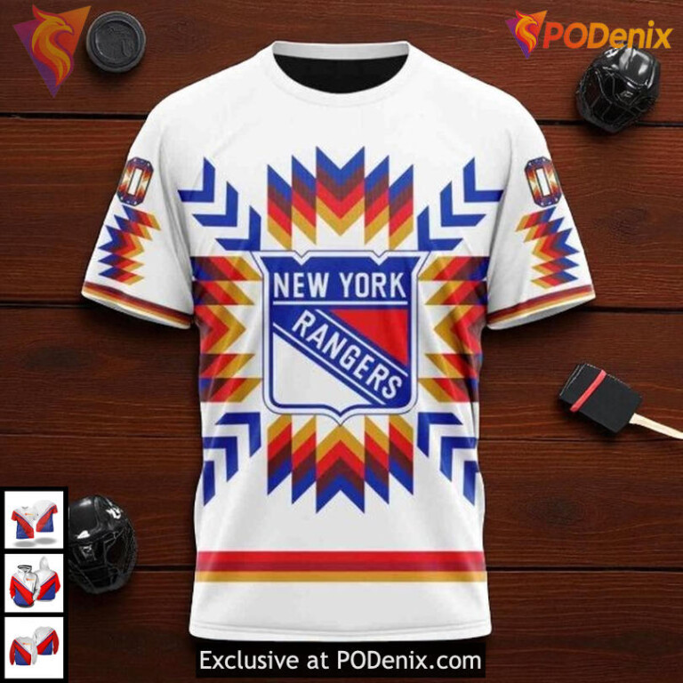 Native Pattern Custom Design New York Rangers 3D Hoodie, NHL Fan Apparel - 2