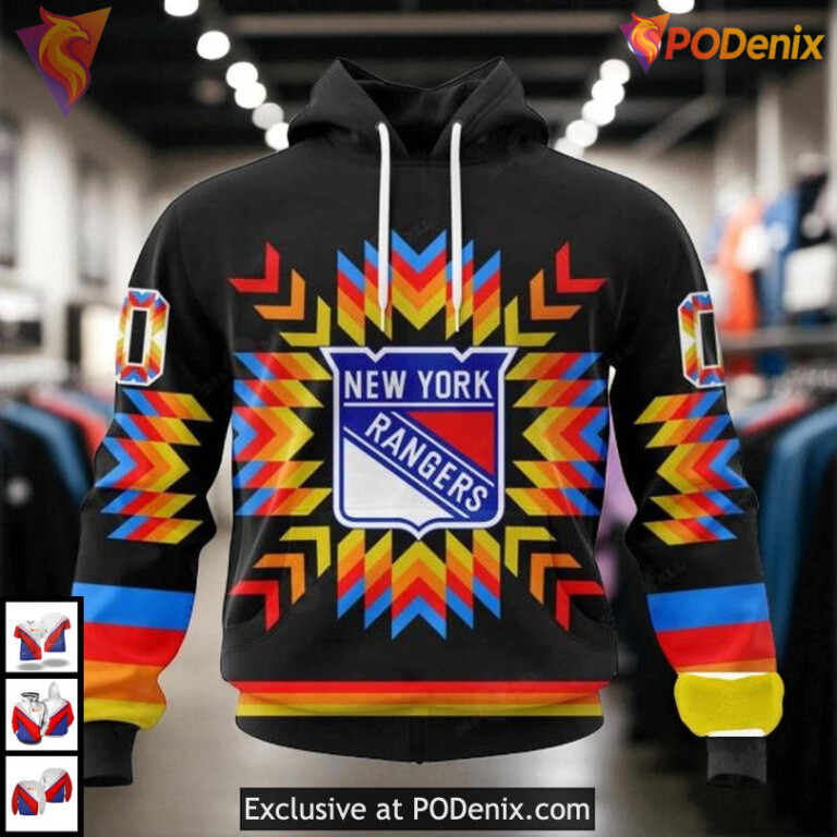 Native Pattern Design Personalized New York Rangers Mens Hoodie NHL 3D