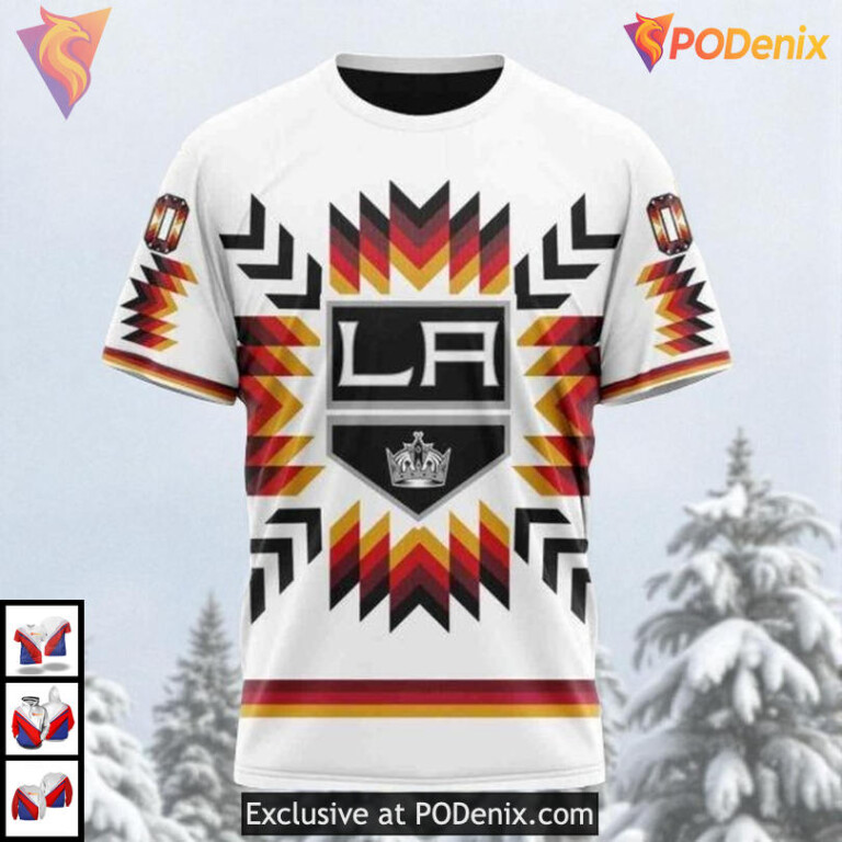 Native Pattern Inspired Artwork Custom Los Angeles Kings Hoodie NHL 3D - 2