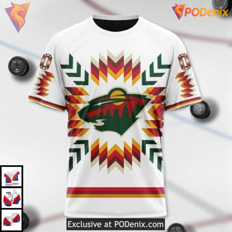 Native Pattern Inspired NHL Minnesota Wild Full Print Hoodie 3D - 2