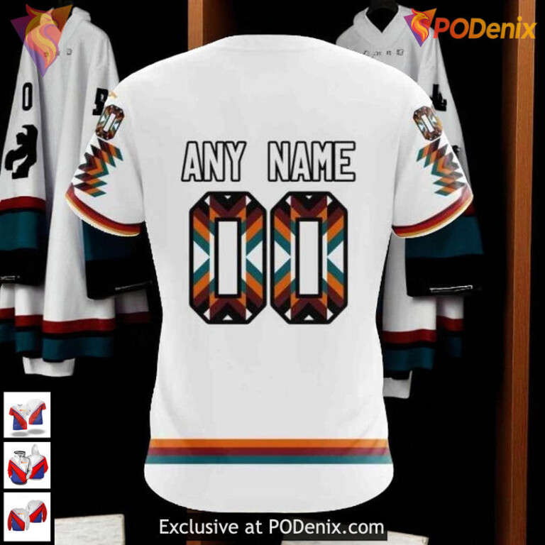Native Pattern Style Artwork Custom San Jose Sharks Womens Hoodie NHL 3D - 3