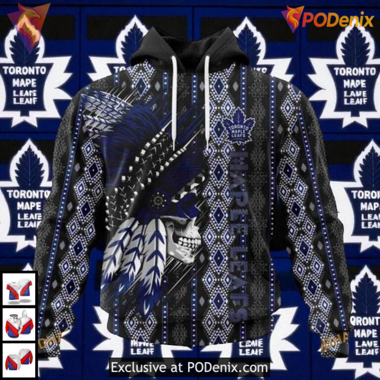 Native Skull Art Toronto Maple Leafs Youth Hoodie, NHL 3D Apparel
