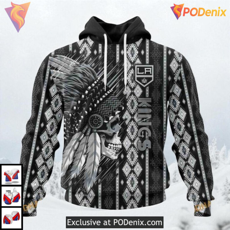 Native Skull Artwork Concept Personalized Los Angeles Kings Hoodie NHL 3D