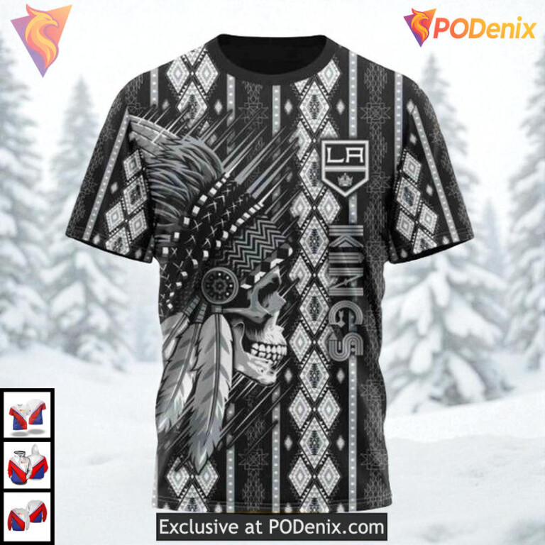 Native Skull Artwork Concept Personalized Los Angeles Kings Hoodie NHL 3D - 2