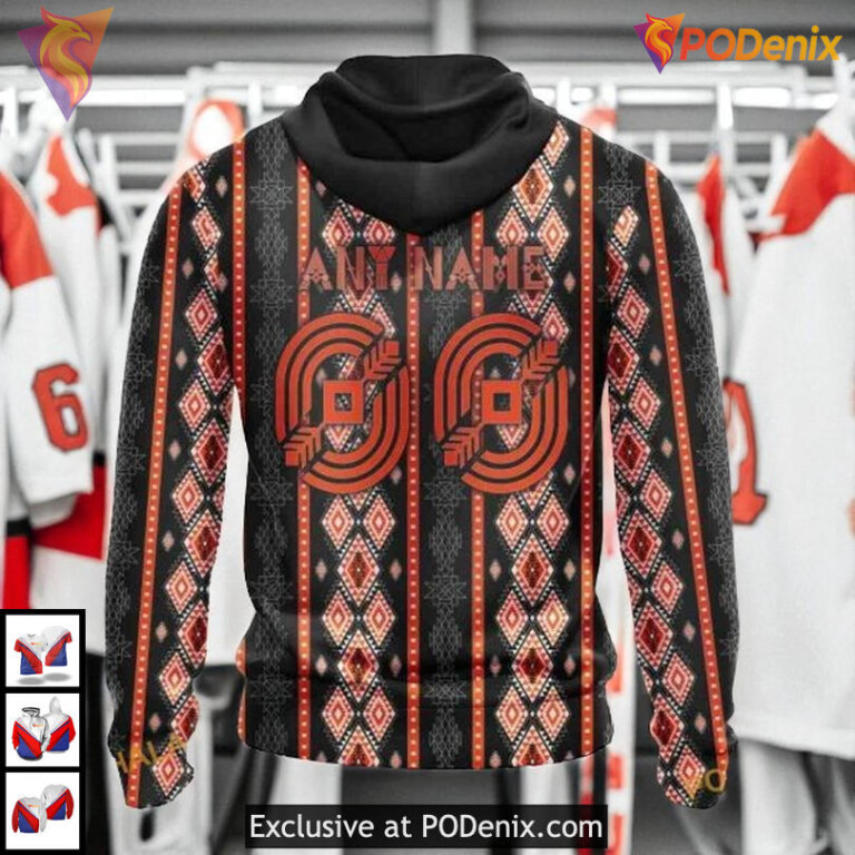 Native Skull Artwork Design NHL Custom Number Edmonton Oilers Hoodie 3D - 1