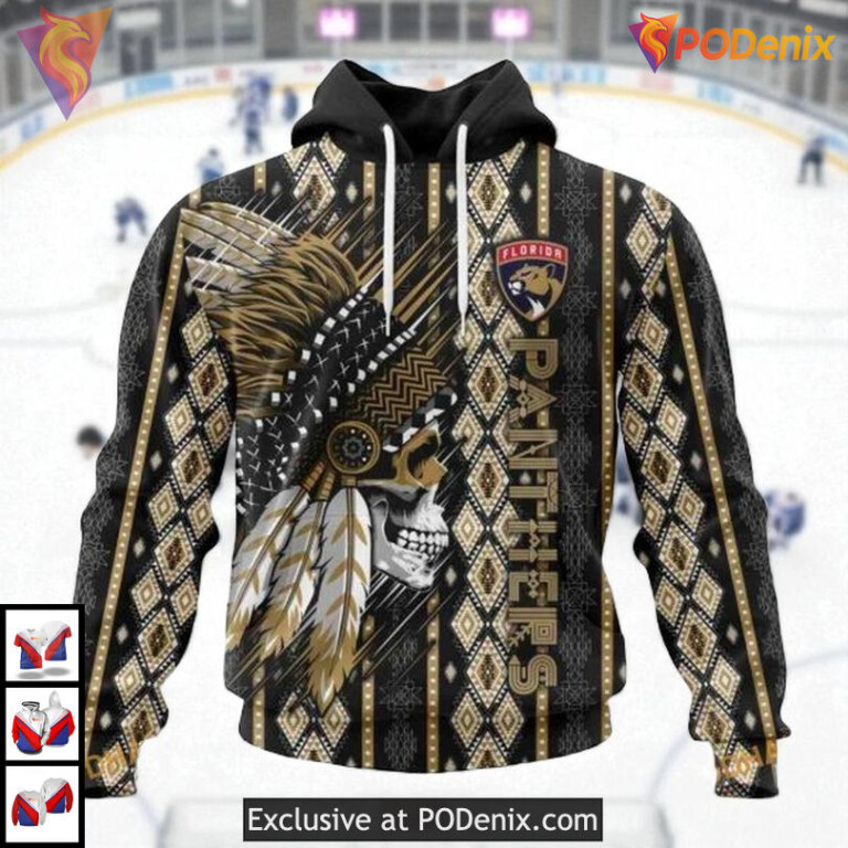 Native Skull Artwork Graphic Custom Custom Name Florida Panthers Hoodie 3D