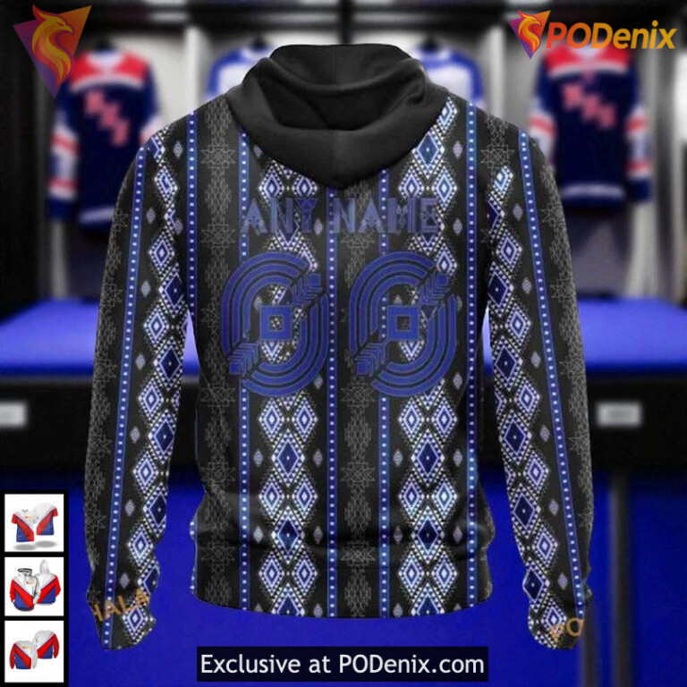 Native Skull Pattern Graphic Custom New York Rangers Sweatshirt Hoodie NHL - 1