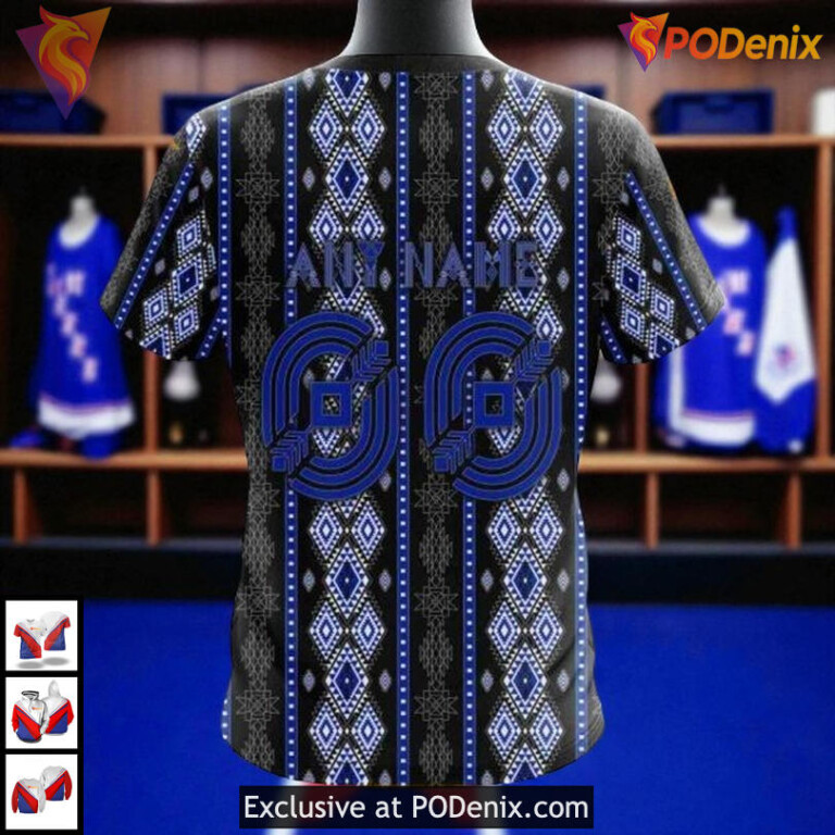 Native Skull Pattern Graphic Custom New York Rangers Sweatshirt Hoodie NHL - 3