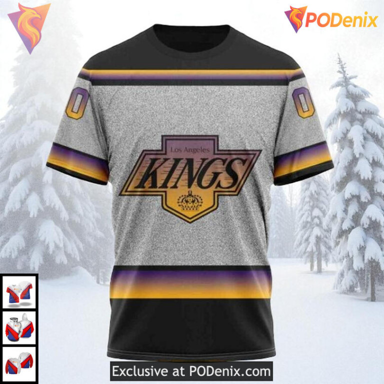 New Gradient Series Concept Custom Los Angeles Kings Youth Hoodie NHL 3D - 2
