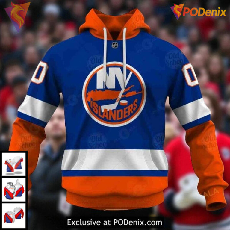 New York Islanders 3D Hoodie Custom Name Number NHL Sweatshirt Design
