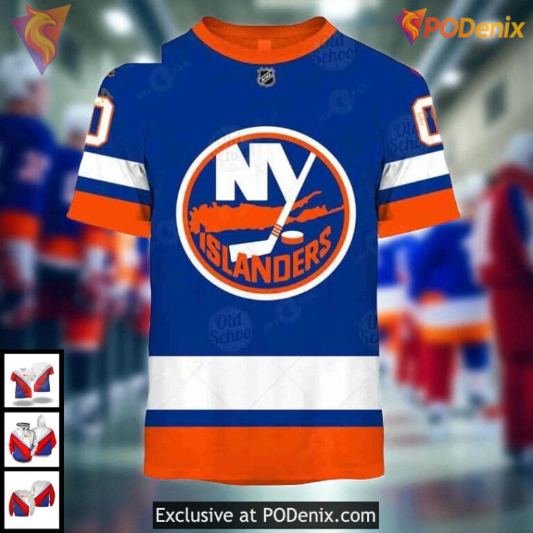 New York Islanders 3D Hoodie Custom Name Number NHL Sweatshirt Design - 1