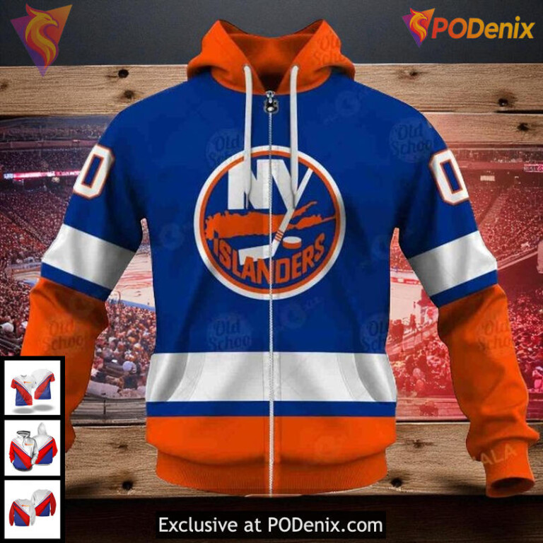 New York Islanders 3D Hoodie Custom Name Number NHL Sweatshirt Design - 2