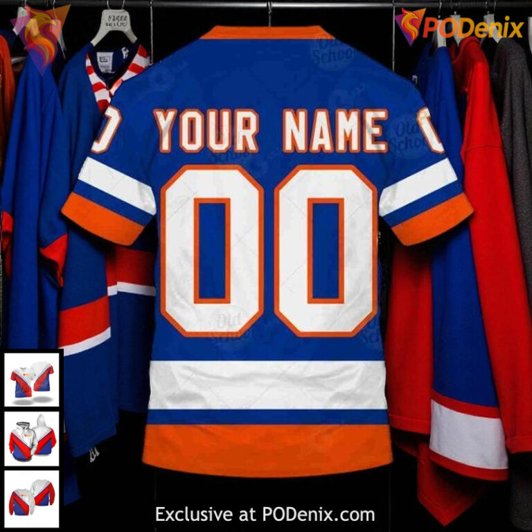 New York Islanders 3D Hoodie Custom Name Number NHL Sweatshirt Design - 4