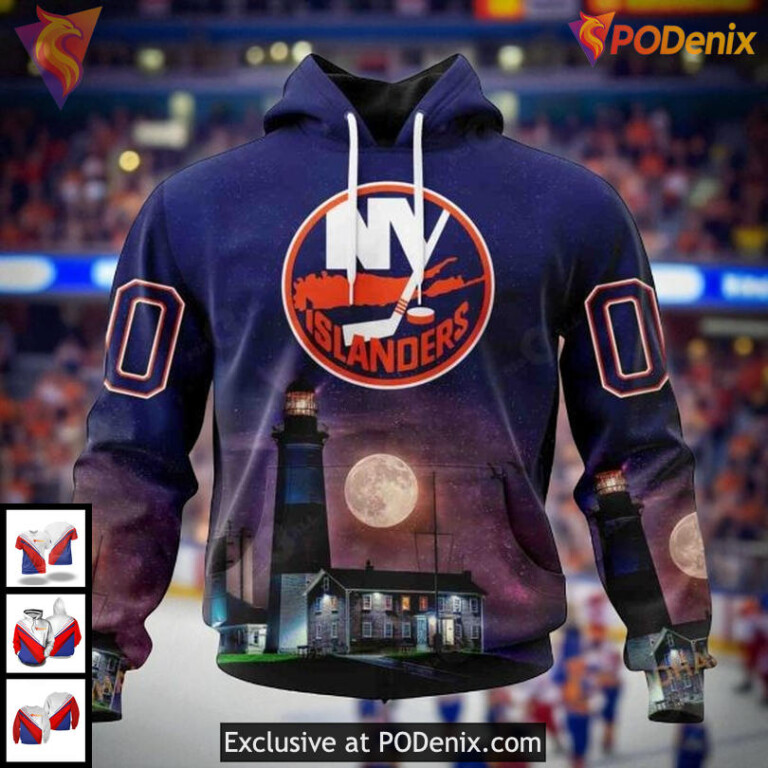 New York Islanders 3D Hoodie With Montauk Point Lighthouse Custom NHL Design