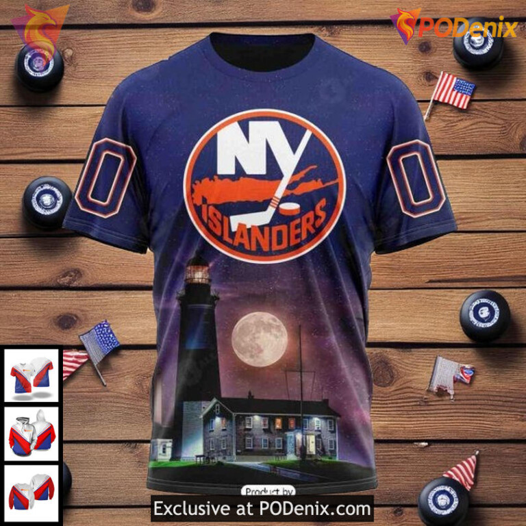 New York Islanders 3D Hoodie With Montauk Point Lighthouse Custom NHL Design - 2