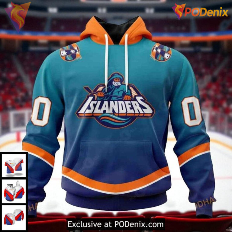 New York Islanders All Over Print 3D Hoodie Retro Gradient Custom NHL Design