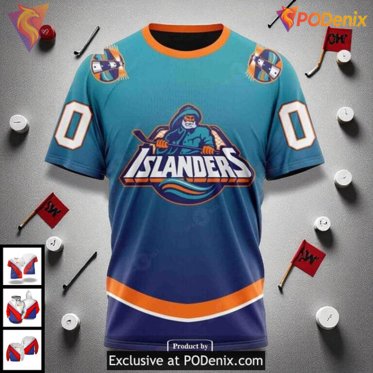 New York Islanders All Over Print 3D Hoodie Retro Gradient Custom NHL Design - 2