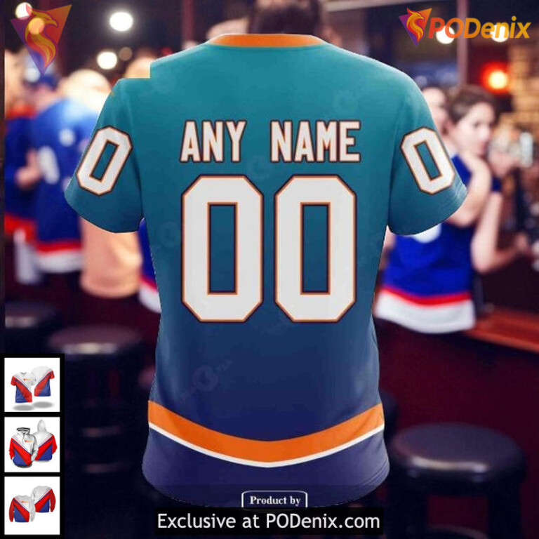 New York Islanders All Over Print 3D Hoodie Retro Gradient Custom NHL Design - 3