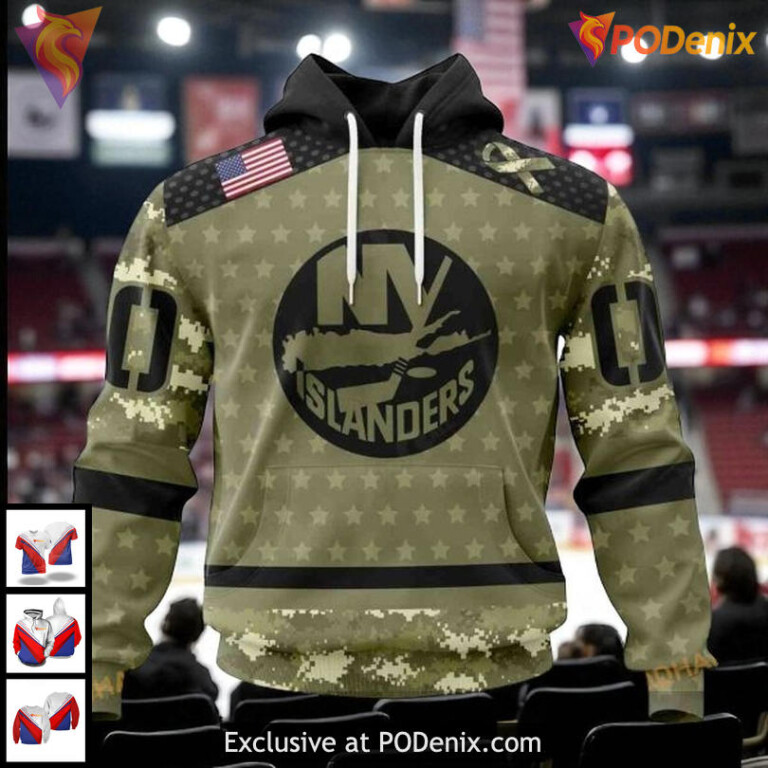 New York Islanders Hoodie Camo Military Appreciation NHL Custom 3D Design